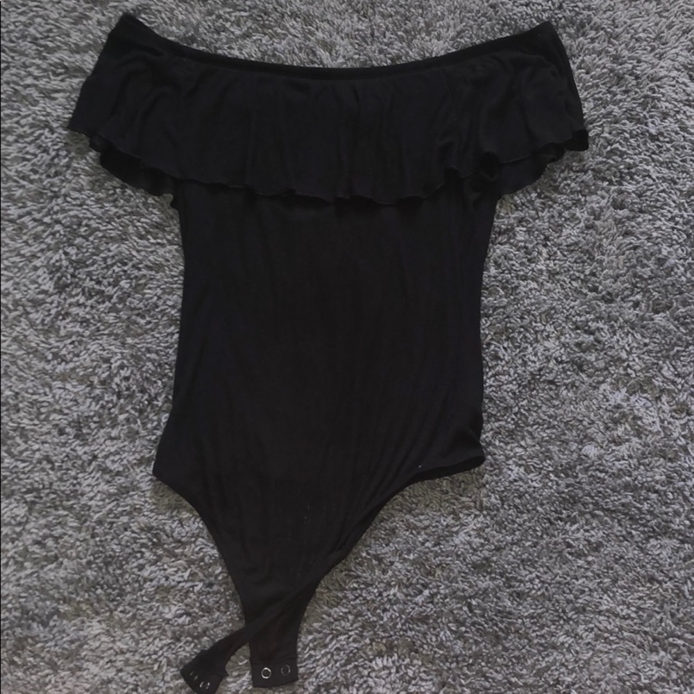off the shoulder black bodysuit